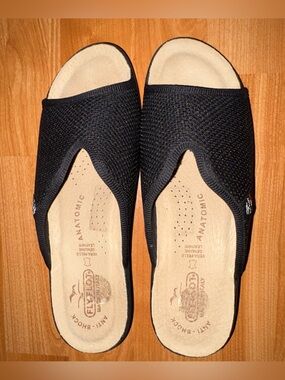 Fly Flot comfort Black Mesh Slip-On Sandals
